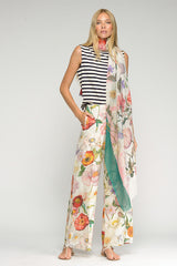 MULTICOLORED FLORAL PRINT TROUSERS