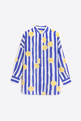 LEMON PRINT BLUE STRIPED SHIRT