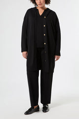 BLOCCO BLACK VISCOSE MAXI CARDIGAN