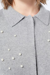 FARNESE GREY PEARLS WOOL BLEND CARDIGAN