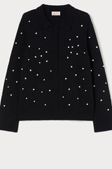 FARNESE BLACK PEARLS WOOL BLEND CARDIGAN
