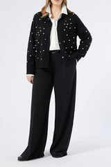 FARNESE BLACK PEARLS WOOL BLEND CARDIGAN