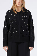 FARNESE BLACK PEARLS WOOL BLEND CARDIGAN