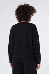 ROBBY BLACK RHINESTONES ALPACA BLEND CARDIGAN