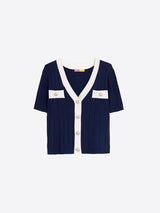 NAVY BLUE SHORT SLEEVE CARDIGAN