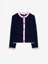 FUCHSIA ECRU TRIMS NAVY JACKET