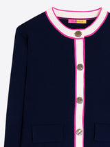FUCHSIA ECRU TRIMS NAVY JACKET