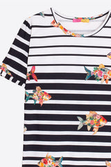 FISH PRINT STRIPED T-SHIRT