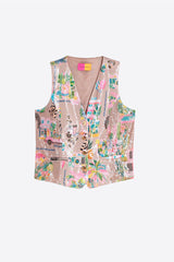 CALIFORNIA PRINT SEQUIN VEST