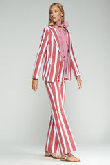 RED VERTICAL STRIPED FISH JACKET