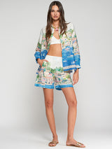 PUERTO BANUS PRINTED LINEN SHORT