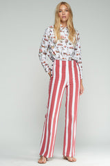 RED VERTICAL STRIPED SAILOR TROUSERS
