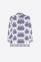 TOUCAN BLUE PALM TREE PRINT SHIRT