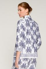 TOUCAN BLUE PALM TREE PRINT SHIRT