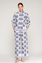 TOUCAN BLUE PALM TREE PRINT SHIRT