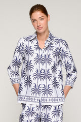 TOUCAN BLUE PALM TREE PRINT SHIRT
