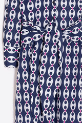 NAVY CHAIN-PRINT SHIRT-DRESS