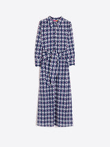 NAVY CHAIN-PRINT SHIRT-DRESS