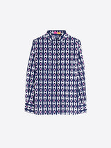 NAVY CHAIN-PRINT SHIRT