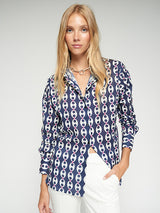 NAVY CHAIN-PRINT SHIRT