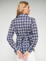 NAVY CHAIN-PRINT SHIRT