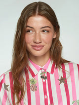 CHERRIES PRINT STRIPED SHIRT