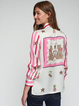 CHERRIES PRINT STRIPED SHIRT