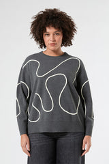 MOLI GREY EMBROIDERED WOOL-BLEND SWEATER