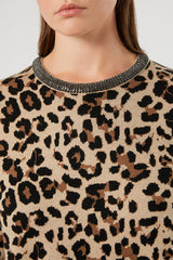 UNITO BEIGE EMBROIDERED JACQUARD SWEATER