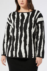 CARAVAN WHITE BLACK JACQUARD WOOL BLEND JUMPER
