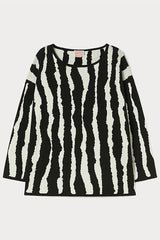 CARAVAN WHITE BLACK JACQUARD WOOL BLEND JUMPER
