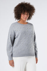 DAPHNE GREY PEARLS CASHMERE-BLEND JUMPER