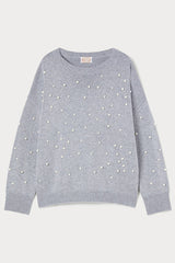 DAPHNE GREY PEARLS CASHMERE-BLEND JUMPER