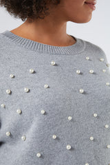 DAPHNE GREY PEARLS CASHMERE-BLEND JUMPER