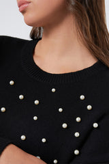 DAPHNE BLACK PEARLS CASHMERE-BLEND JUMPER
