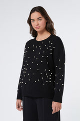 DAPHNE BLACK PEARLS CASHMERE-BLEND JUMPER