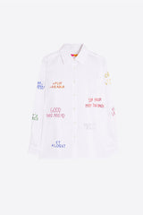 WHITE RHINESTONES HERRINGBONE SHIRT