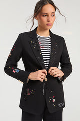 BLACK EMBROIDERED CUPID JACKET