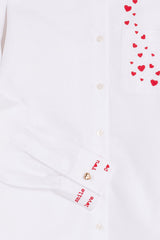 WHITE HEART EMBROIDERY HERRINGBONE SHIRT