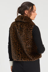 ANIMAL PRINT FAUX FUR VEST