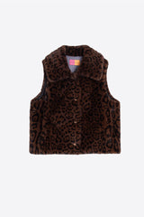 ANIMAL PRINT FAUX FUR VEST