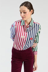 MULTICOLORED STRIPED FLORAL SHIRT