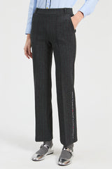 GREEN LUREX PINSTRIPE TROUSERS