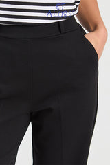 BLACK ROMA KNIT STRAIGHT-LEG TROUSERS