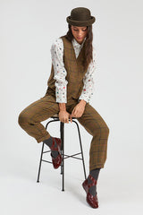 BROWN PLAID HAREM TROUSERS