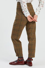 BROWN PLAID HAREM TROUSERS