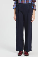 NAVY KNIT TROUSERS
