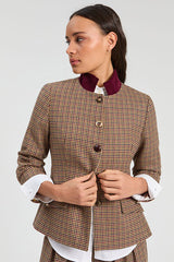 BURGUNDY HOUNDSTOOTH JACKET