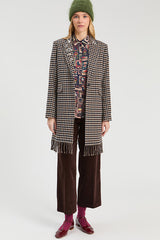 FRINGES CHECKED COAT