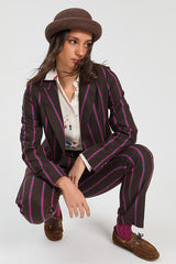 BROWN STRIPED WOOL JACKET